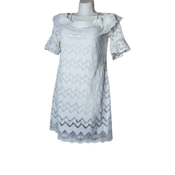 ViVi By Violet Weekend Ivory Lace Crochet Off the Shoulder White Dress Size XL - Picture 2 of 11